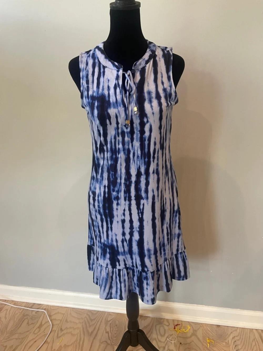 Sleeveless Tie-Dye Navy Blue Dress Michael Kors xs